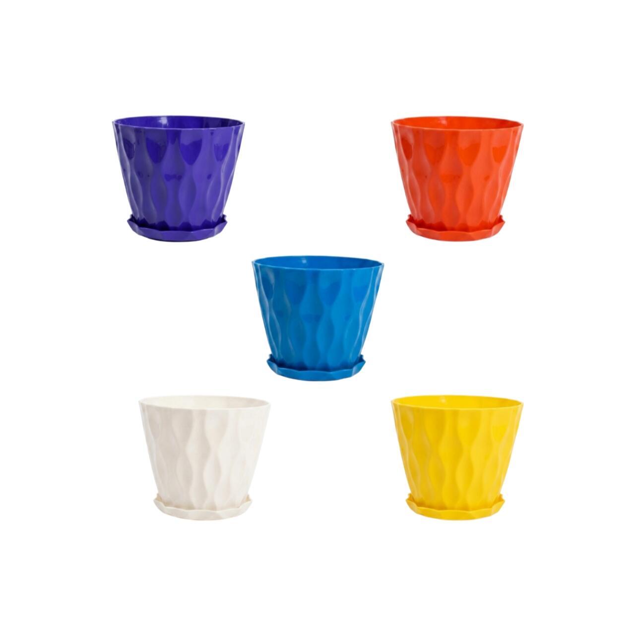 SR Plastic 5.5 Inch Smart Planter Tub with Tray - 5pcs Set (স্মার্ট প্লান্টার)