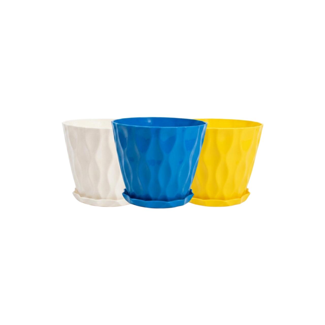 SR Plastic 6.5 Inch Smart Planter Tub with Tray - 3pcs Set (স্মার্ট প্লান্টার)
